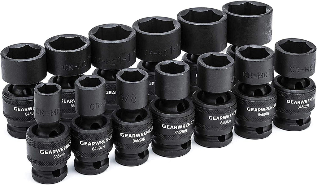 GEARWRENCH 13 Piece 1/2" Dr 6 Pt Universal Impact SAE Socket Set | 84938N