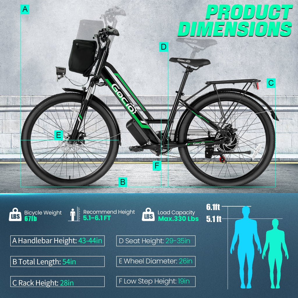 UL2849 Certified 26" Electric Bike for Adults, 750W Peak Motor, 48V 7.8Ah Battery, 19.8 Mph 7-Speed Commuter Ebike with Disc Brakes