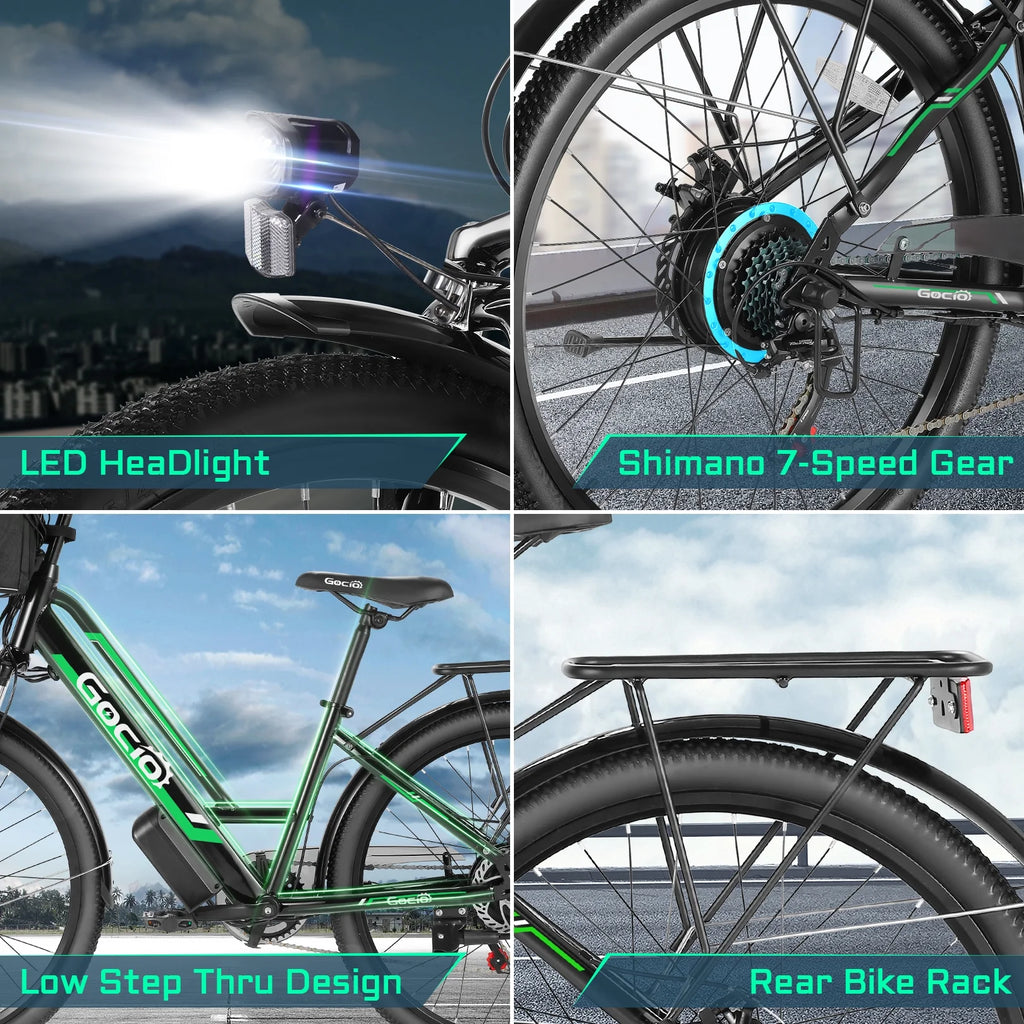 UL2849 Certified 26" Electric Bike for Adults, 750W Peak Motor, 48V 7.8Ah Battery, 19.8 Mph 7-Speed Commuter Ebike with Disc Brakes