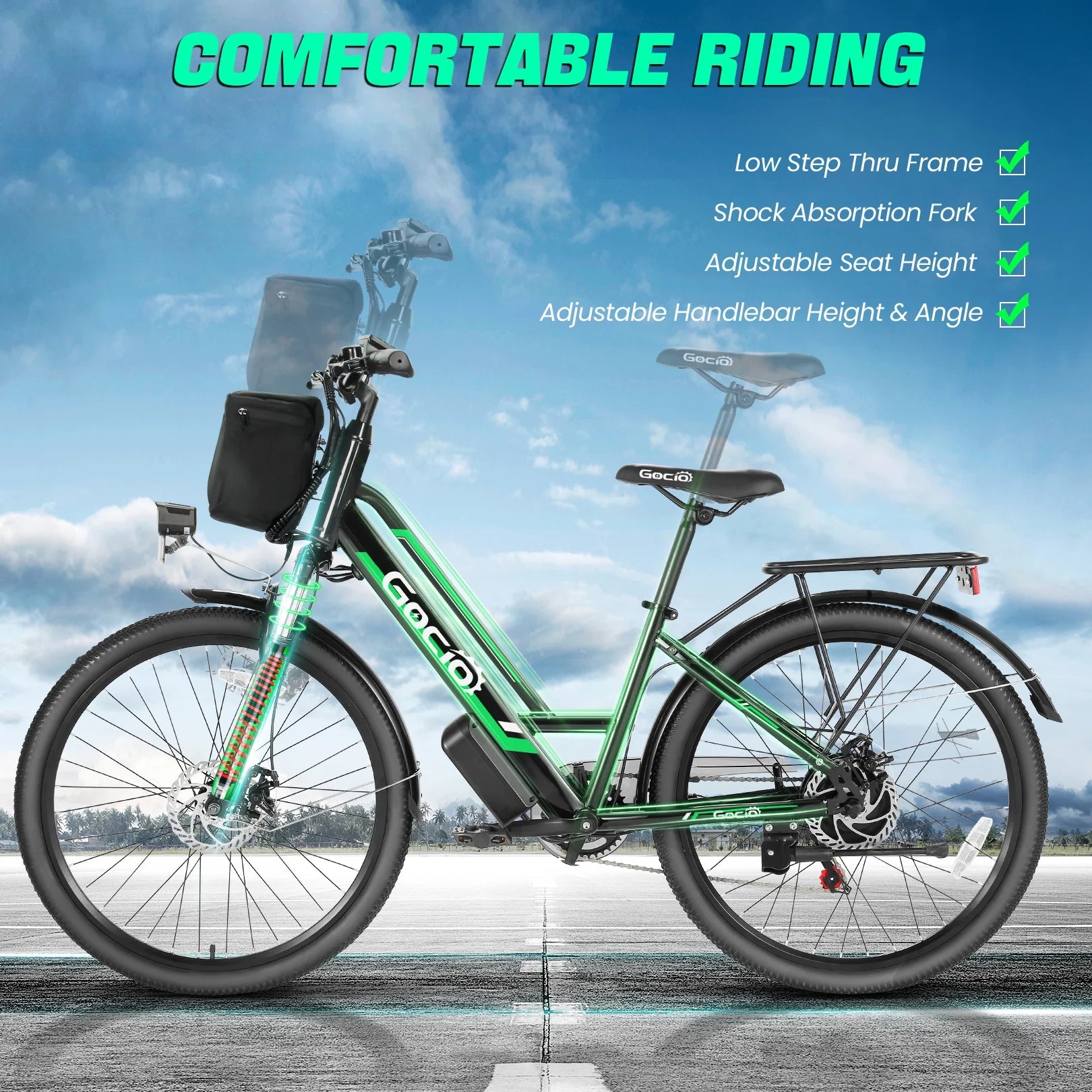 UL2849 Certified 26" Electric Bike for Adults, 750W Peak Motor, 48V 7.8Ah Battery, 19.8 Mph 7-Speed Commuter Ebike with Disc Brakes