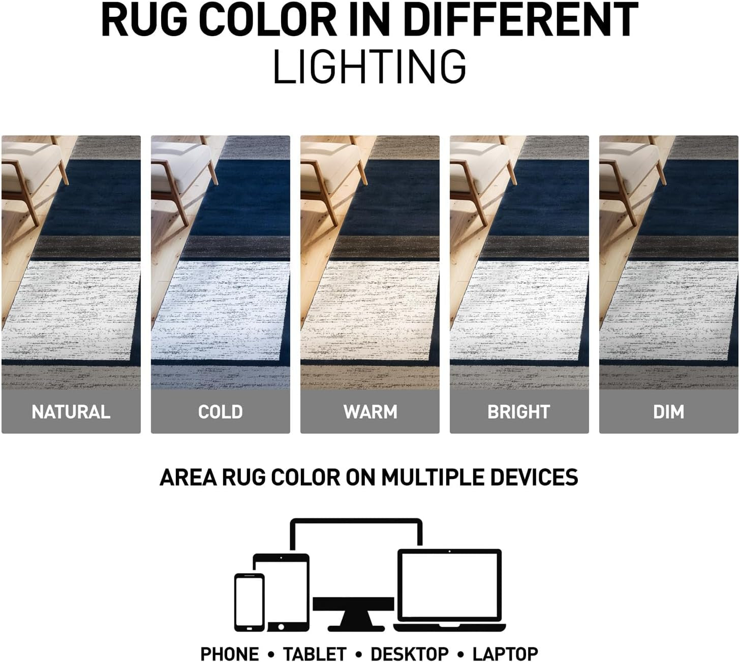 Geometric Boxes Modern Large Fade-Resistant Area Rug Navy 10' X 14'