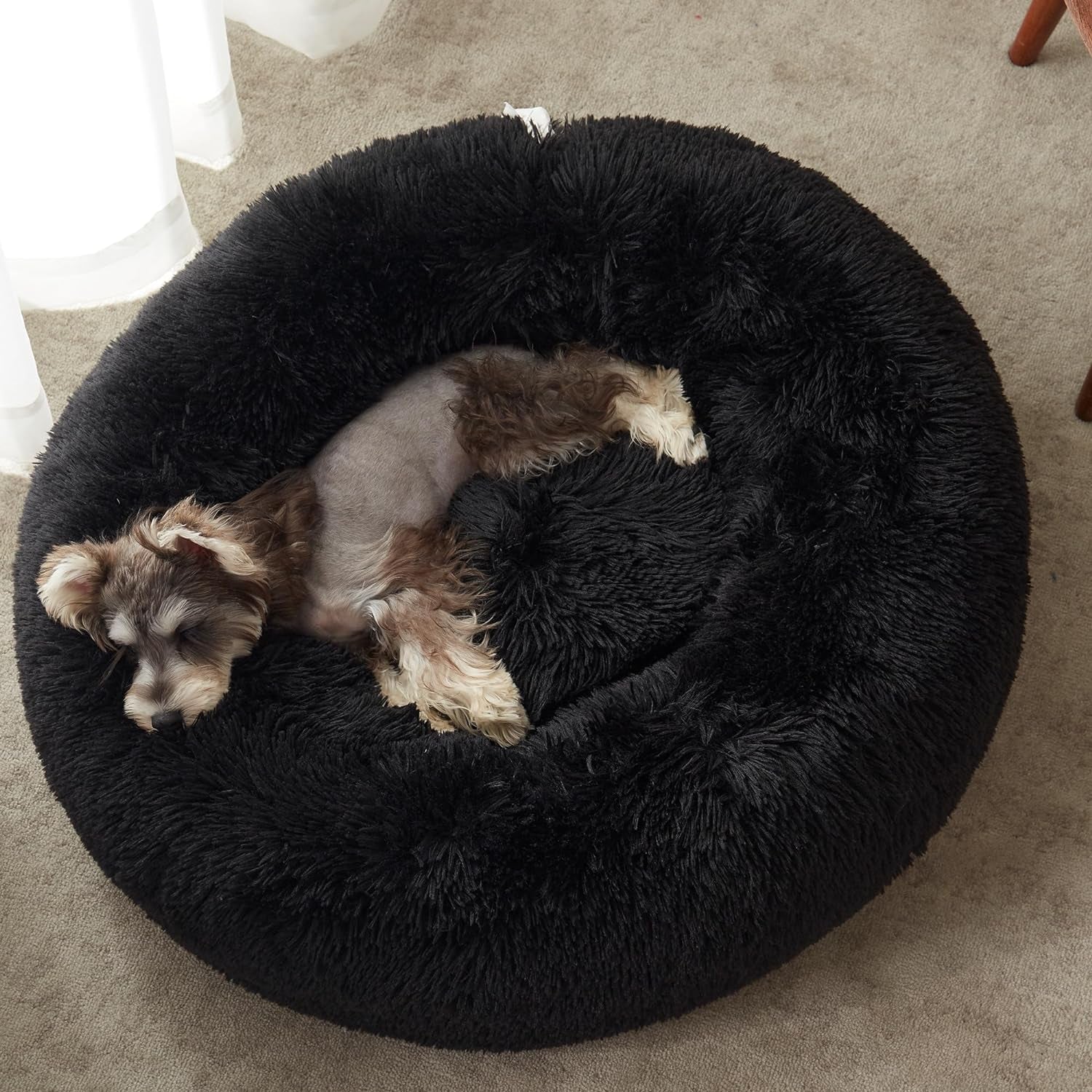 Western Home Calming Donut Cat Bed Small Dog Bed Washable,20" Black