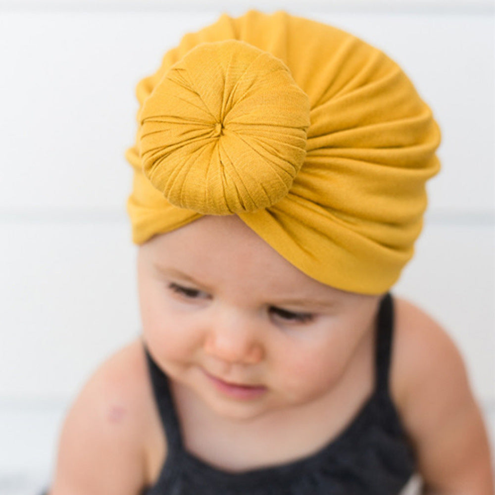 2023 European and American New Baby Products Kidsren's Turban Hat Baby Pure Color Knotted Indian Pullover Hat Amazon