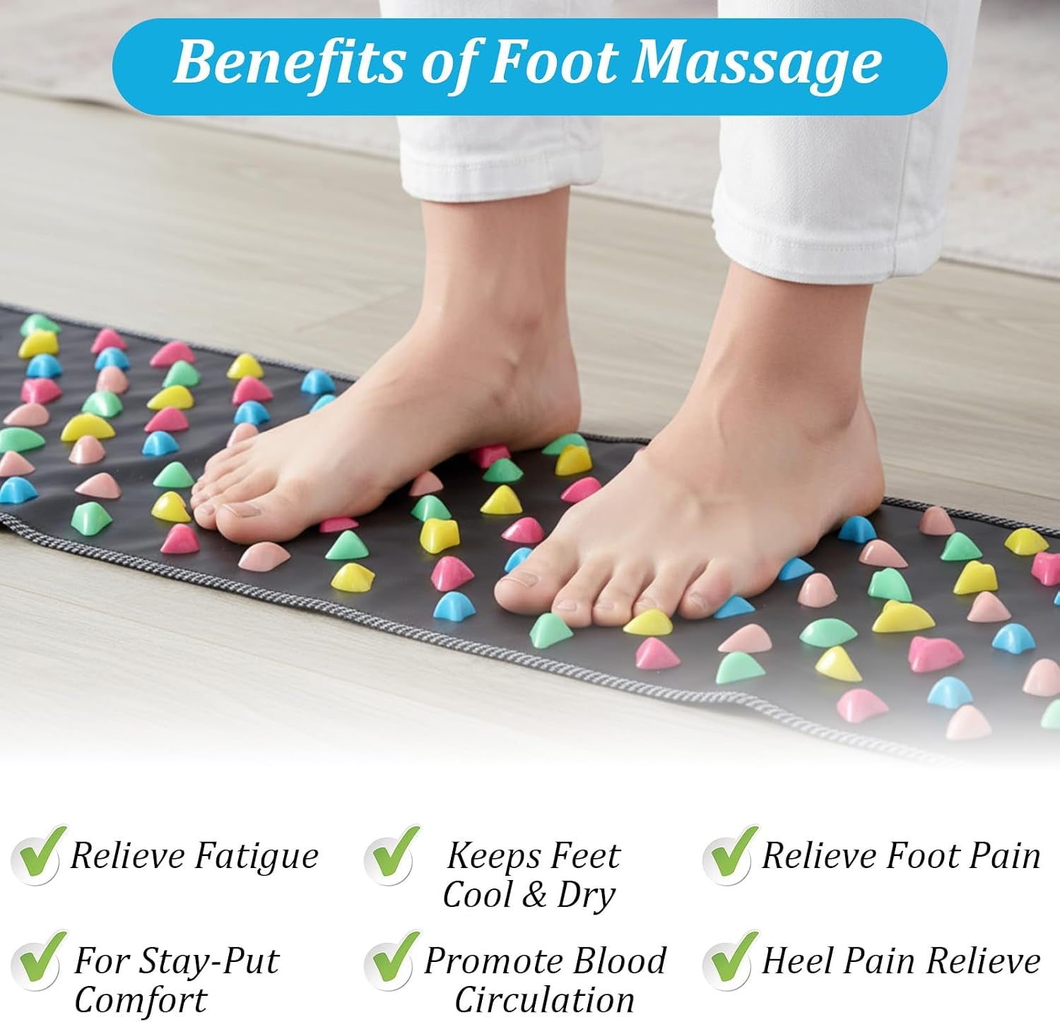 Foot Massage Mat, Acupressure Mats, Reflexology Walk Stone Road for Long Sitting Elderly Students Workers, Foot Massage Acupoint Mat for for Pain and Stress Relief (68.9 X 13.78 Inches)