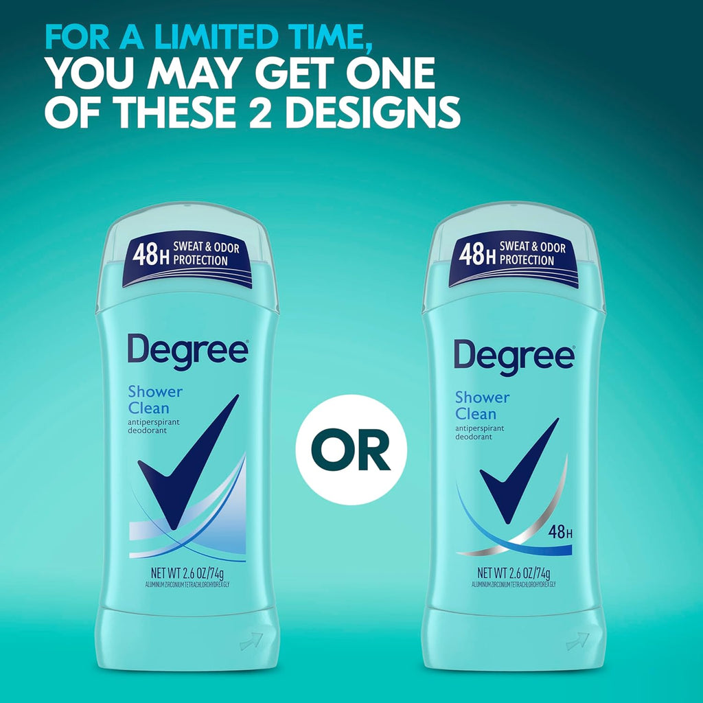 Degree Original Antiperspirant Deodorant Shower Clean Pack of 6 48-Hour Sweat & Odor Protection Antiperspirant for Women 2.6 Oz