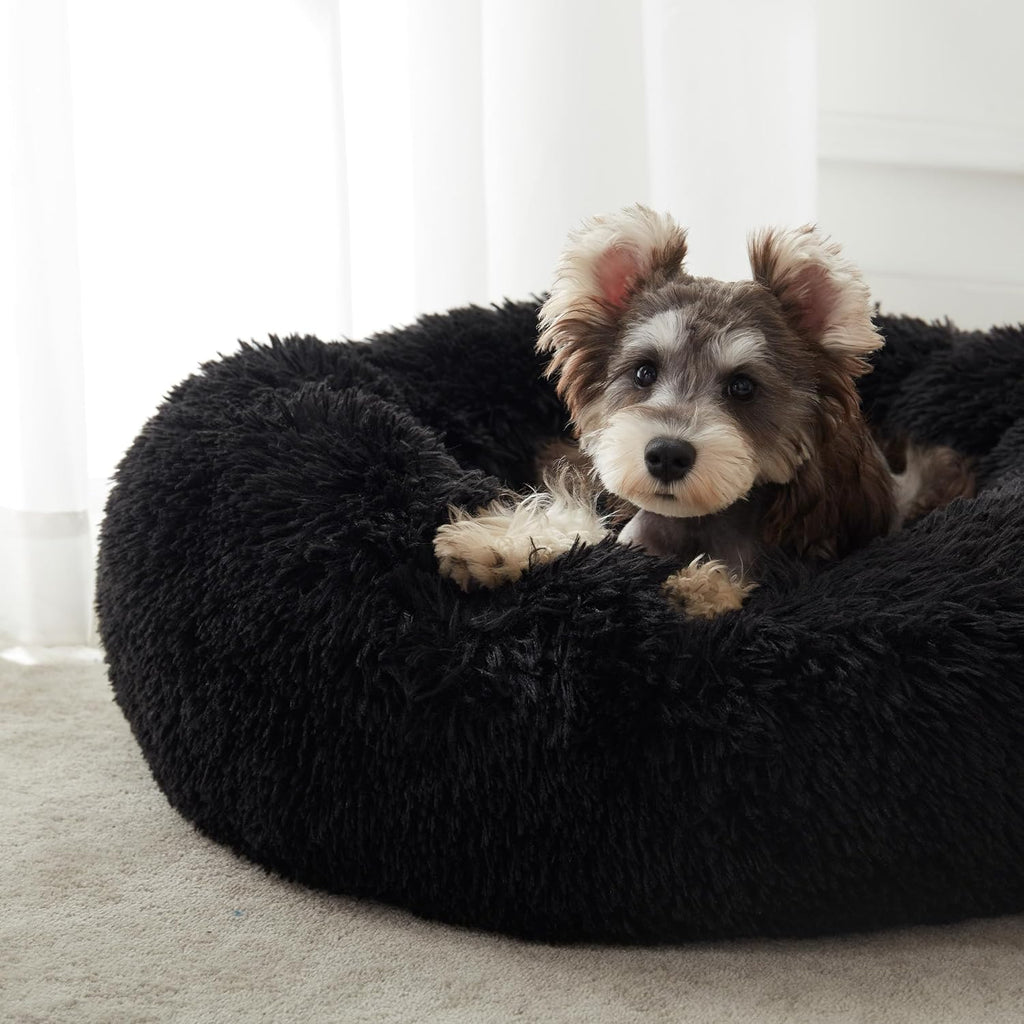 Western Home Calming Donut Cat Bed Small Dog Bed Washable,20" Black