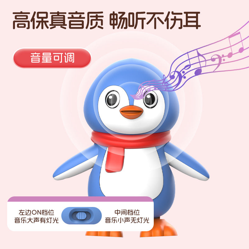 Electric dancing penguin cross-border new products children singing swing light music baby head up training baby toys