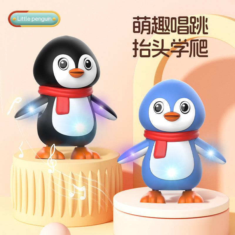Electric dancing penguin cross-border new products children singing swing light music baby head up training baby toys