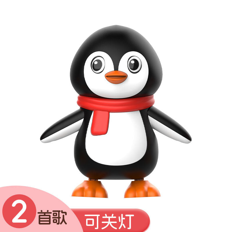 Electric dancing penguin cross-border new products children singing swing light music baby head up training baby toys