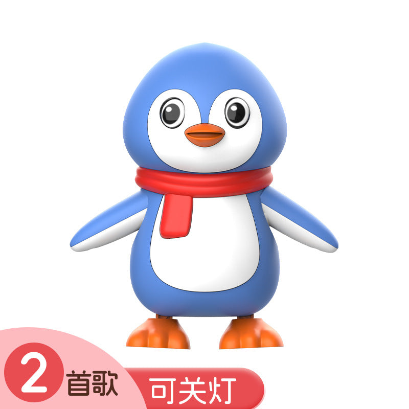 Electric dancing penguin cross-border new products children singing swing light music baby head up training baby toys