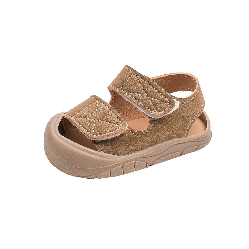 Anti-collision Baby Shoes Simple Baby Girl Toe Sandals Toddler Shoes Baby Soft Sole Sandals for Boys 1-3 Years Old