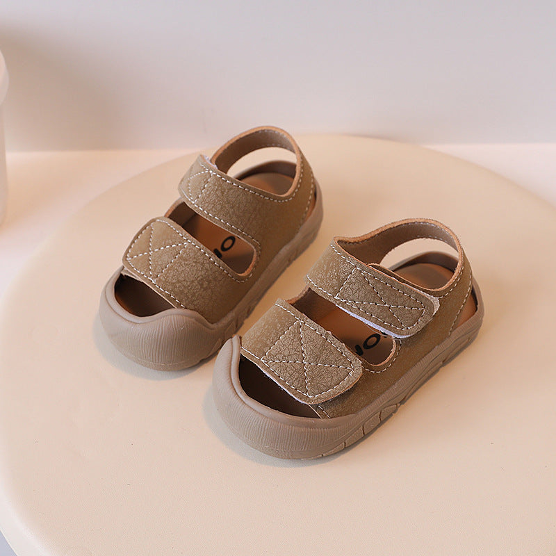 Anti-collision Baby Shoes Simple Baby Girl Toe Sandals Toddler Shoes Baby Soft Sole Sandals for Boys 1-3 Years Old