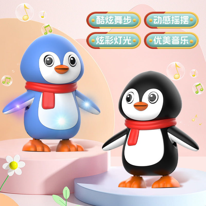 Electric dancing penguin cross-border new products children singing swing light music baby head up training baby toys