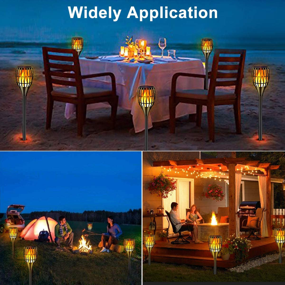 Solar Lights Outdoor 43" Flickering Flame Solar Torch Lights