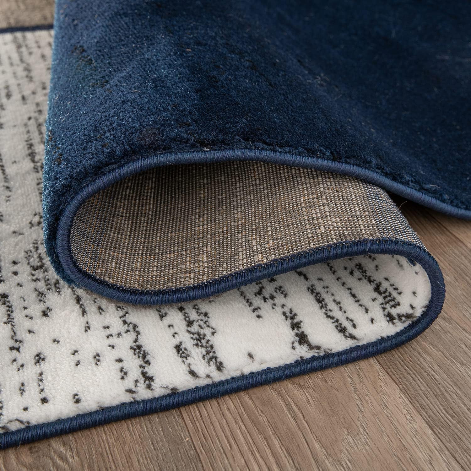 Geometric Boxes Modern Large Fade-Resistant Area Rug Navy 10' X 14'