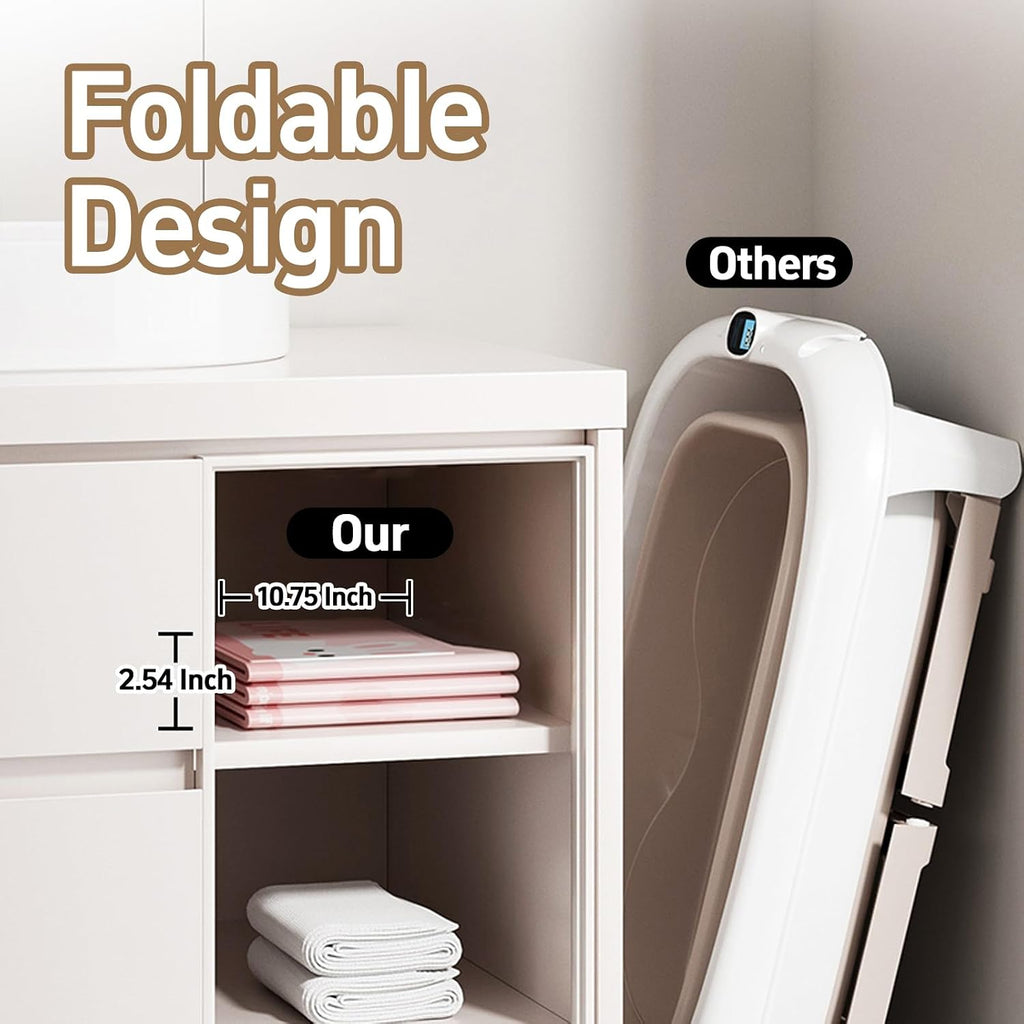 Foldable Baby Bath, Collapsible Baby Bathtub 3M-8Y, Portable Travel Baby Bath Tub with Non-Slip Base, Pop up Folding Newborn Toddler Shower Tub, Space Saving, Pink