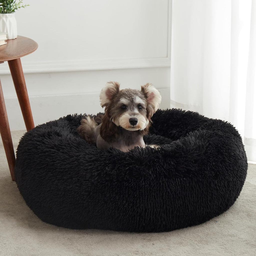 Western Home Calming Donut Cat Bed Small Dog Bed Washable,20" Black